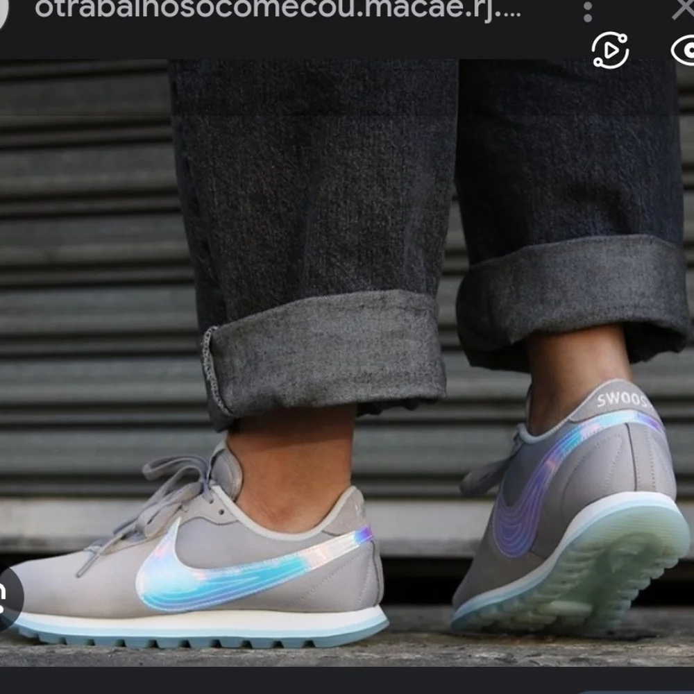 Nike Pre Love Ox Gray Suede Blue Iridescent Holographic Sneakers 7 - Picture 3 of 11